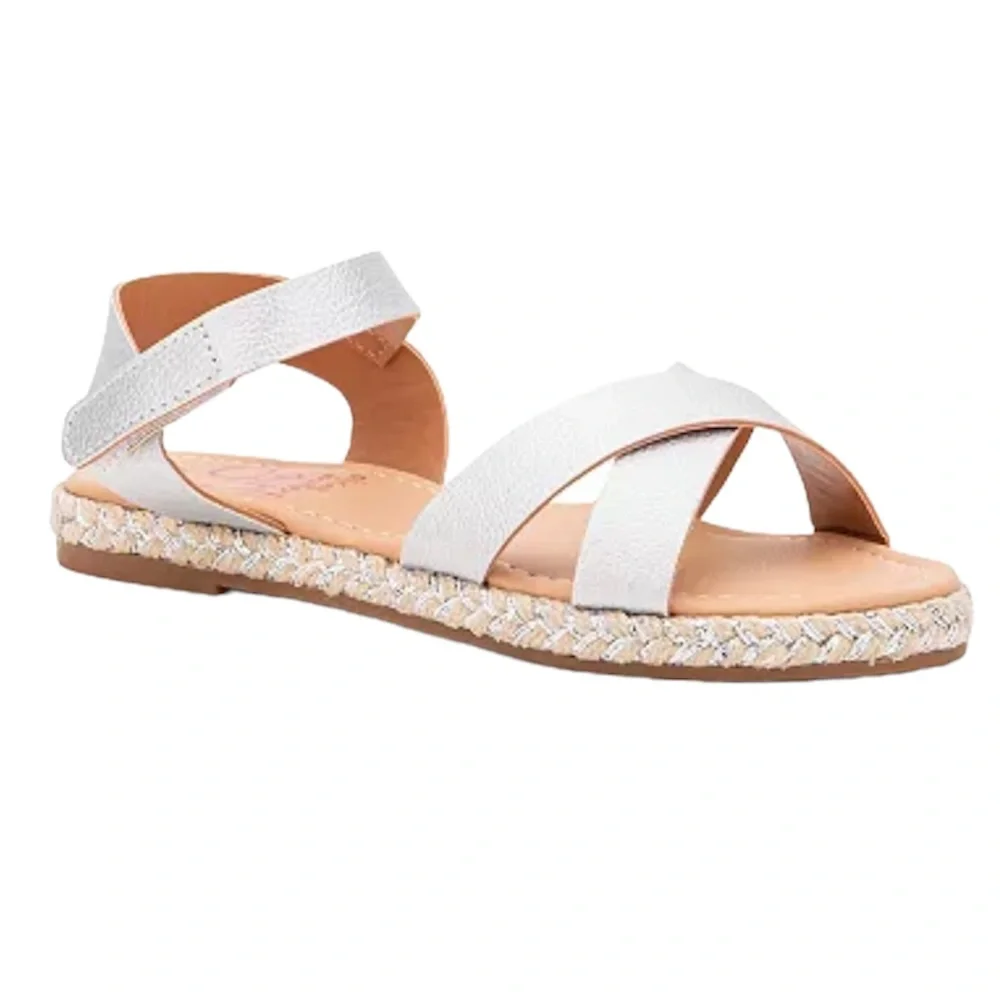 Olivia Miller Sandals Strappy Espadrille Princess Endeavor Silver Girls Size 2